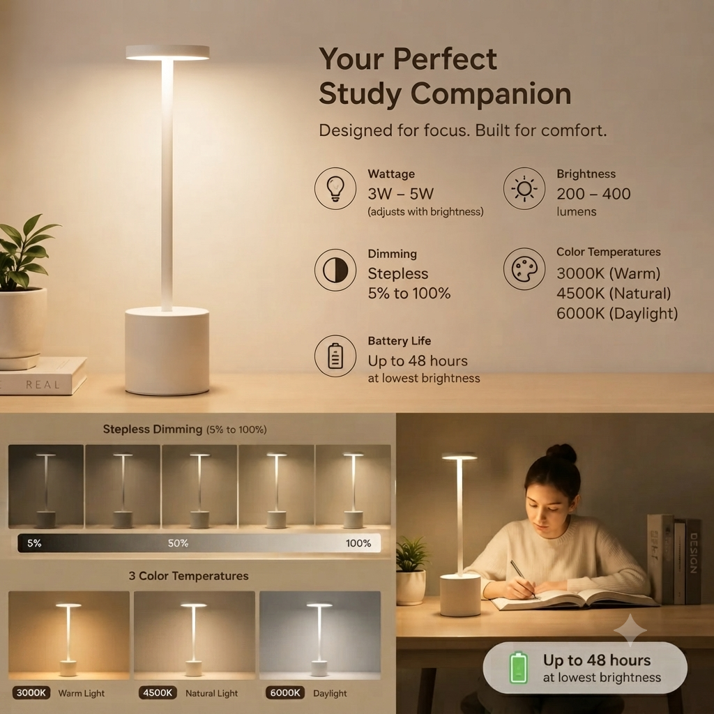 LUMINEX Glow Sphere – Portable Cordless LED Lamp, Touch Dimmer